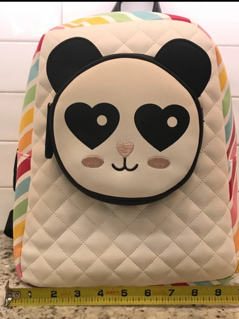 BETSEY JOHNSON Quilted Rainbow Heart Panda Backpack